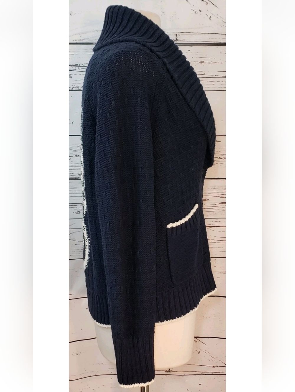 Anthropologie Maeve Seahorse Cardigan Sweater, Size M, Blue, White *NEW & RARE!* - Picture 13 of 15